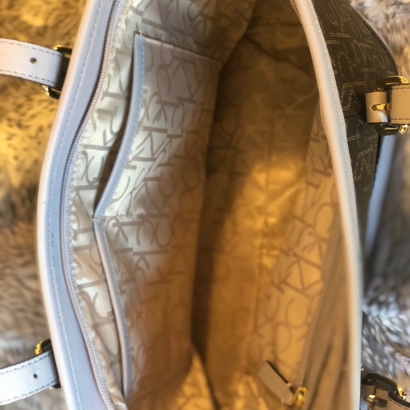 Calvin Klein Lavender and brown Logo shoulder tote - Picture 2 of 3